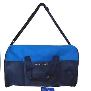Perry Ellis Blue and Black Duffel Bag